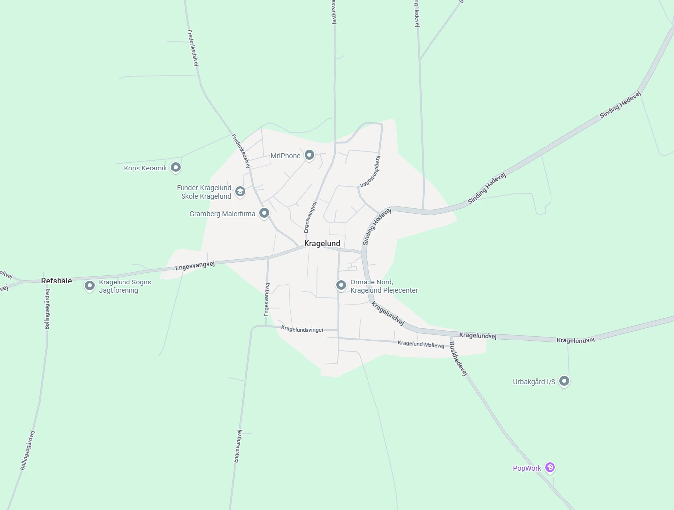 Google Maps kort over Kragelund