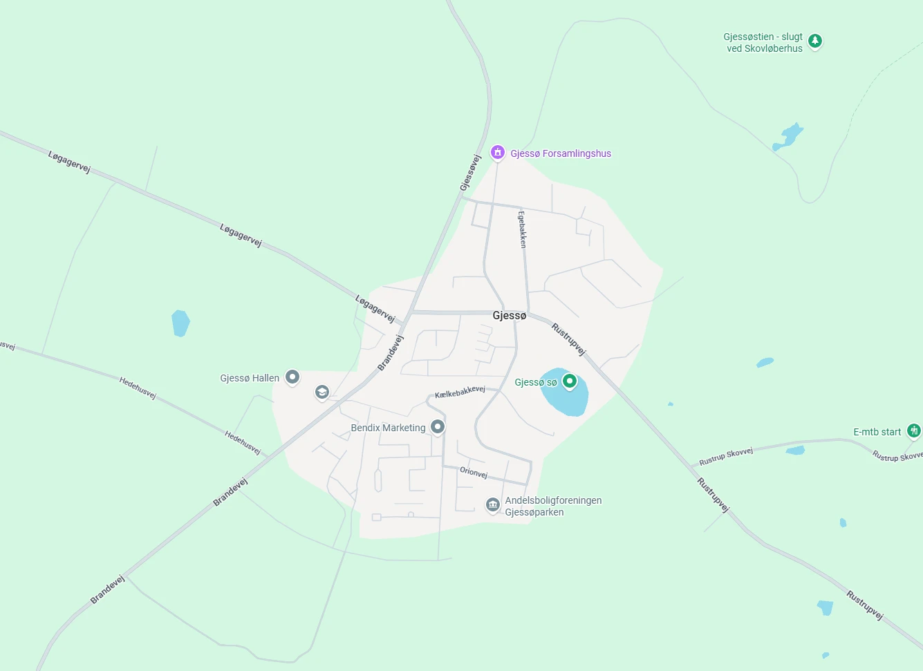 Google Maps kort over Gjessø