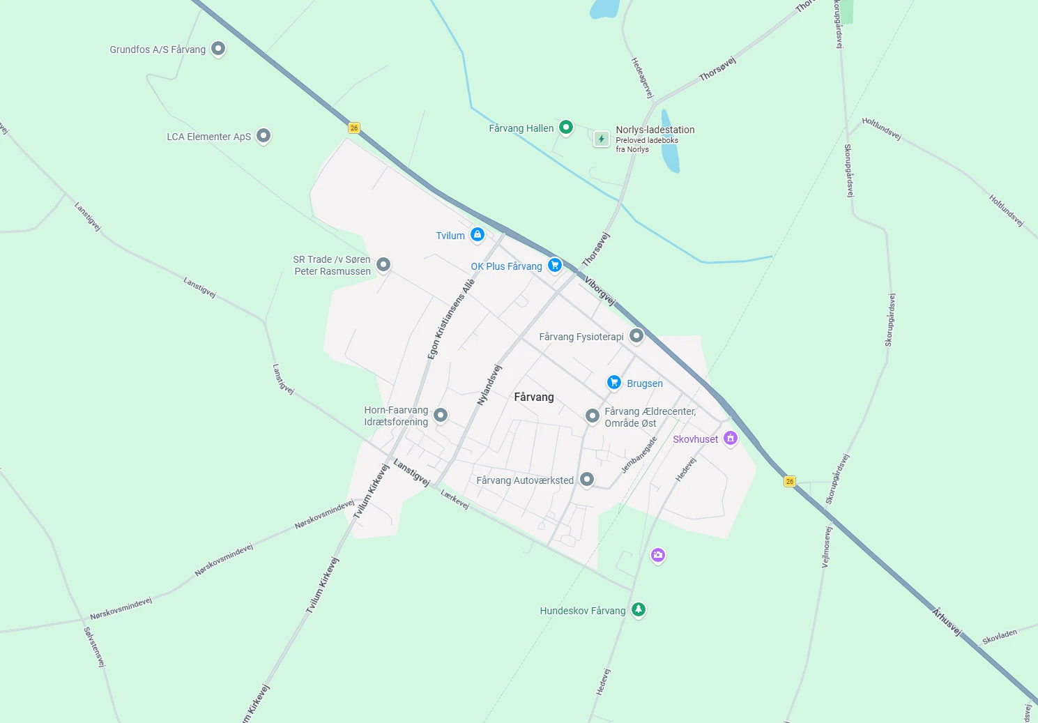 Google Maps kort over Fårvang