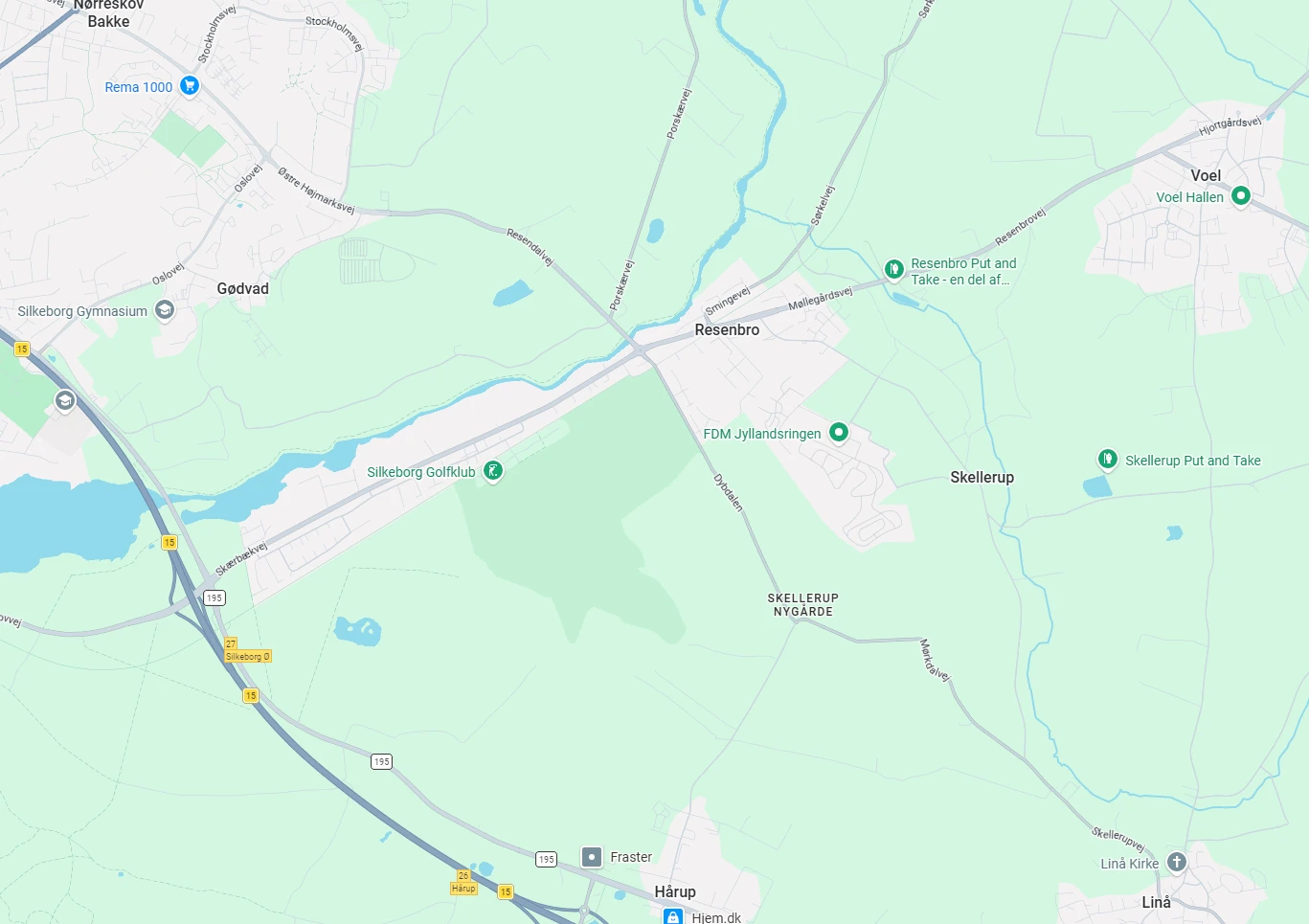 Google Maps kort over Resenbro