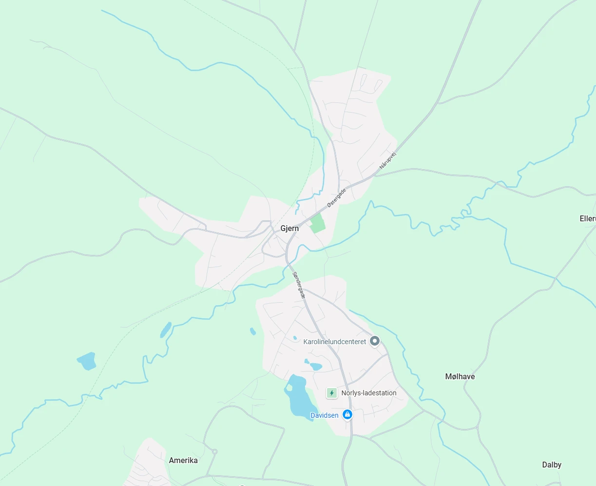 Google Maps kort over Gjern