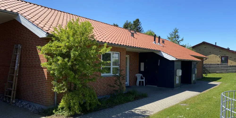 Rækkehuse opført i røde mursten