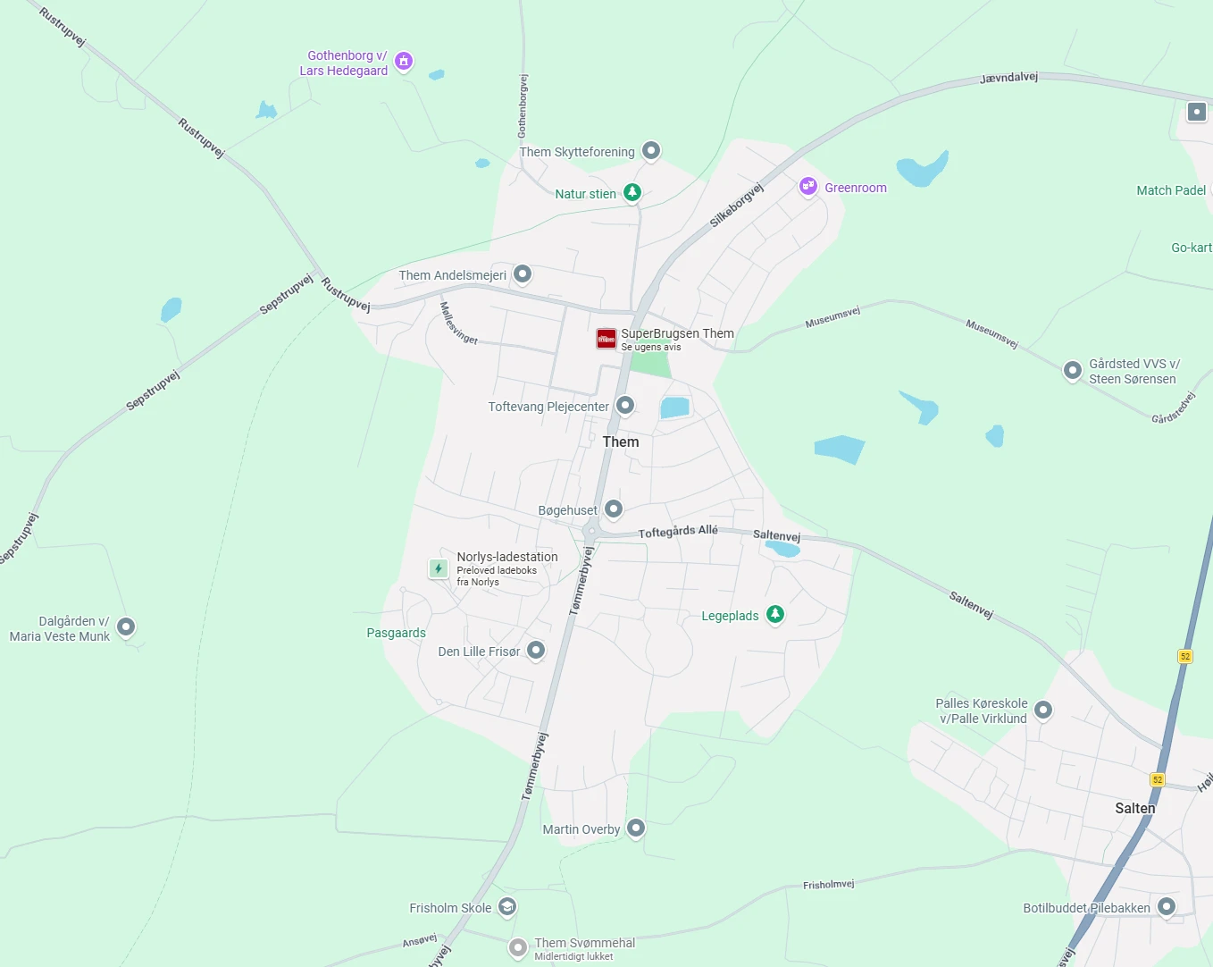 Google Maps kort over Them
