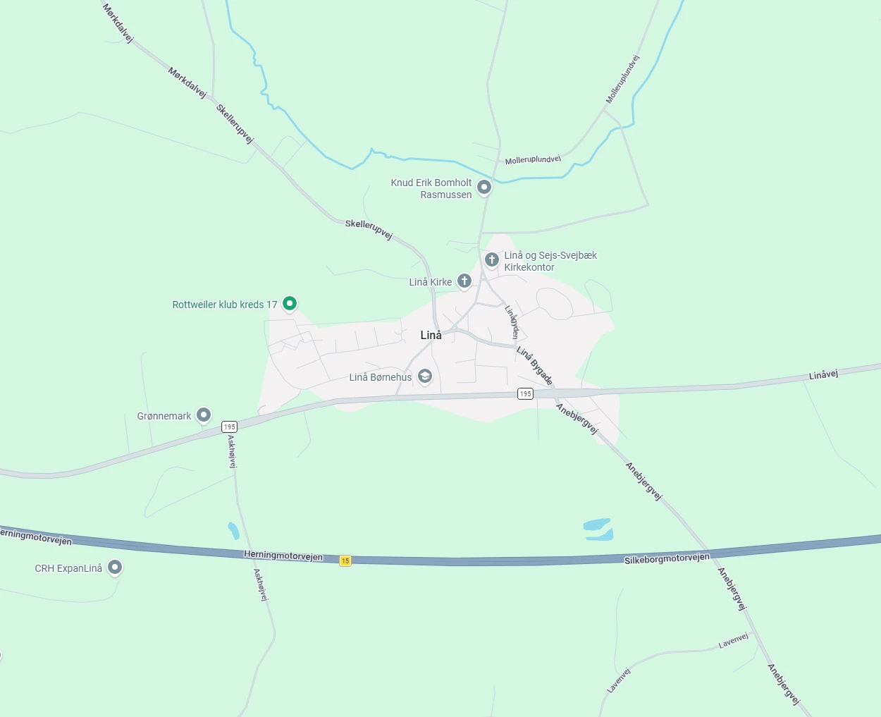 Google Maps kort over Linå