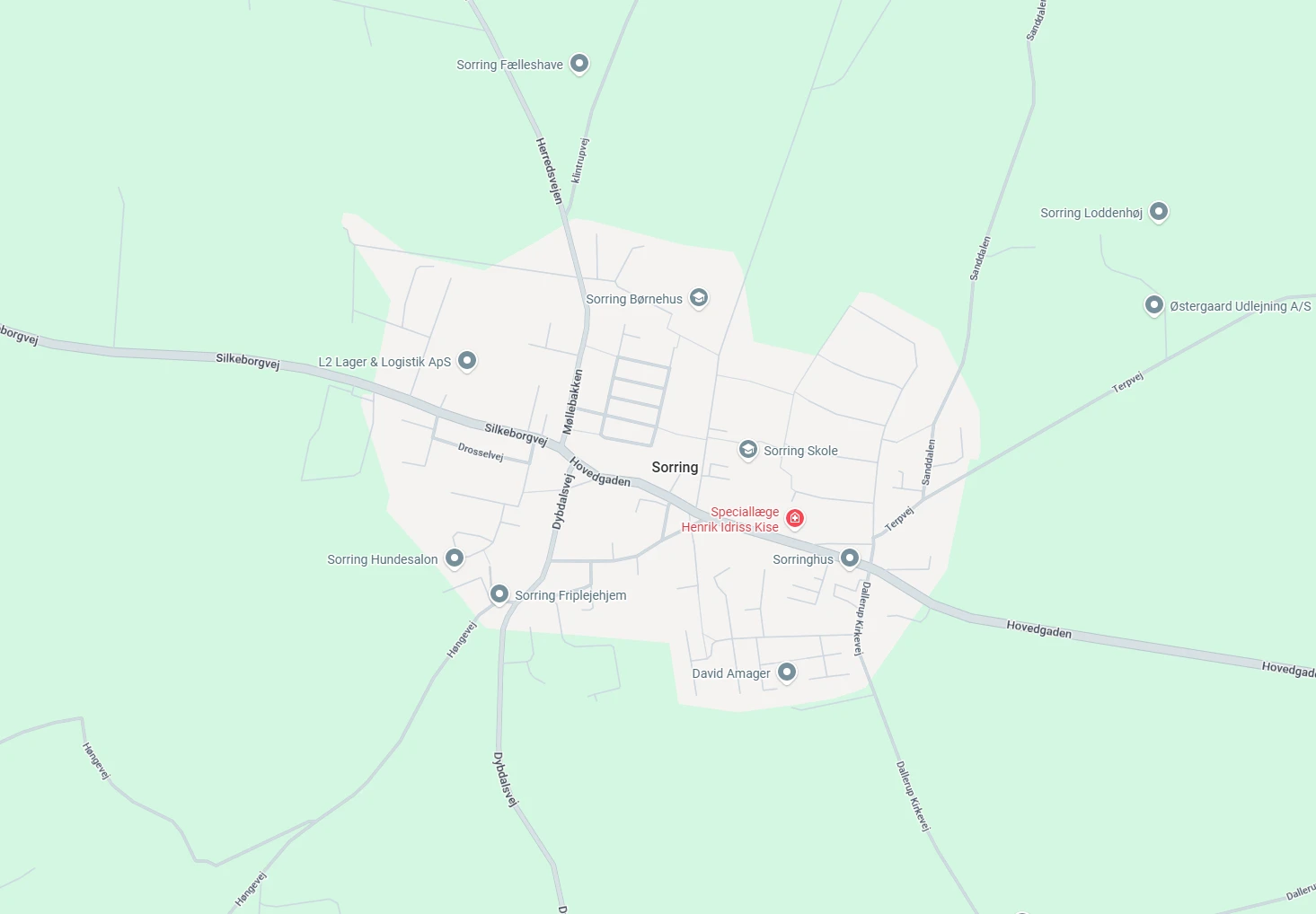 Google Maps kort over Sorring