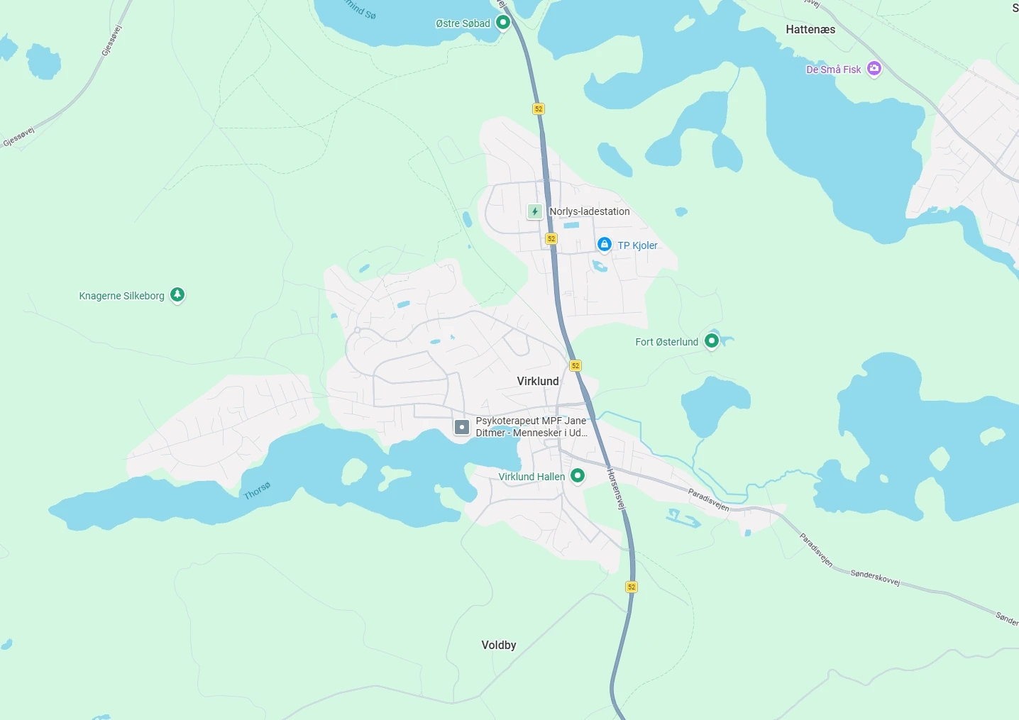 Google Maps kort over Virklund